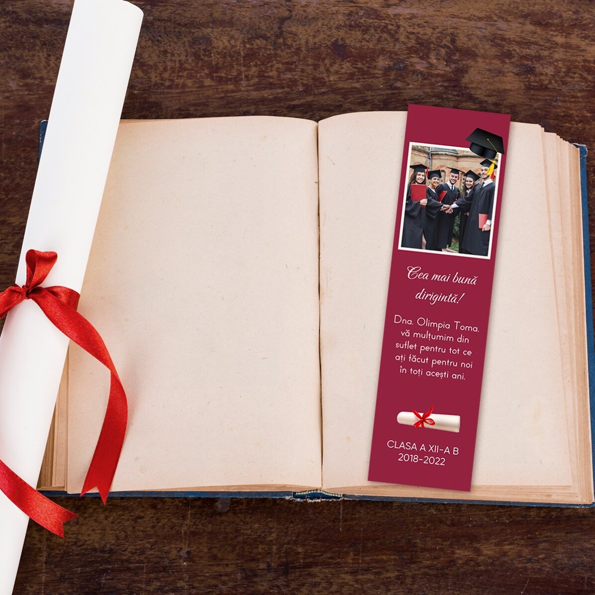Segnalibro personalizzato con foto e messaggio - Laurea