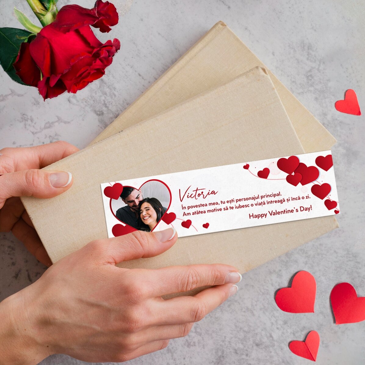 Segnalibro personalizzato con foto e messaggio - I love you