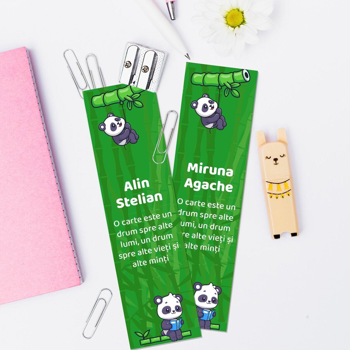 Segnalibro personalizzato con testo - Cute Panda