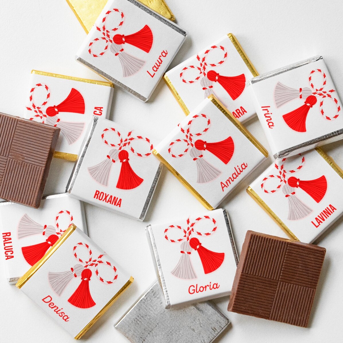 Set di 10 mini cioccolatini personalizzati con un dolce nome