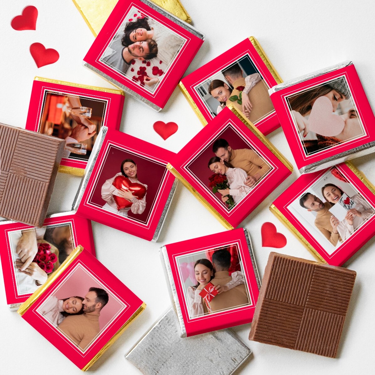 Set di 10 mini cioccolatini personalizzati con foto