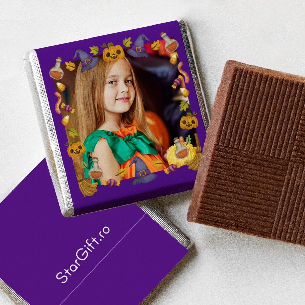 Set di 10 mini cioccolatini personalizzati con foto e testo - Halloween