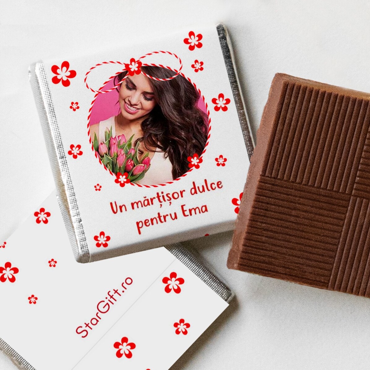 Set di 10 mini cioccolatini personalizzati con foto e testo