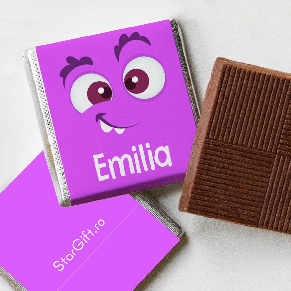 Set di 10 mini cioccolatini personalizzati con scritta - Monstruleti