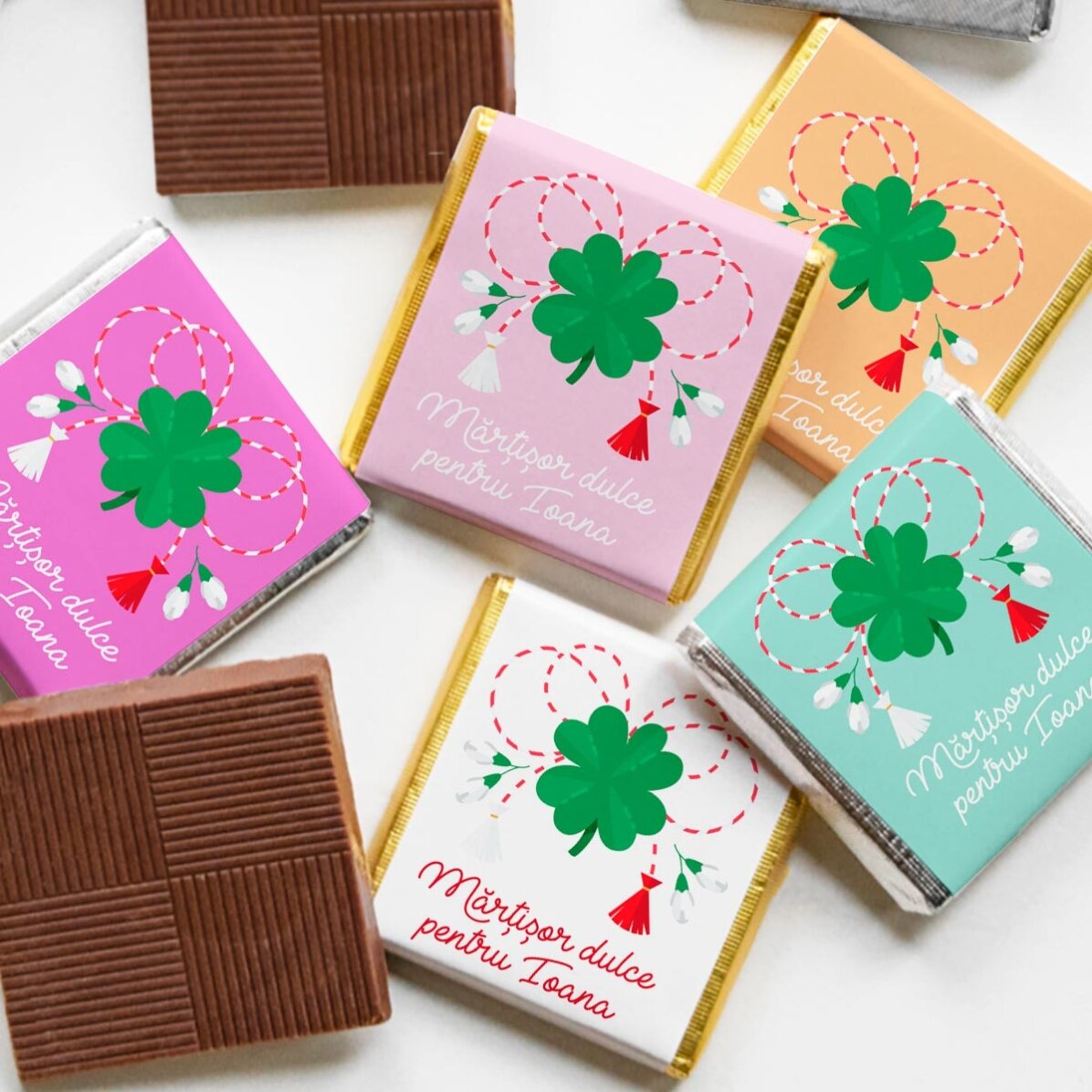 Set di 10 mini cioccolatini personalizzati con nome