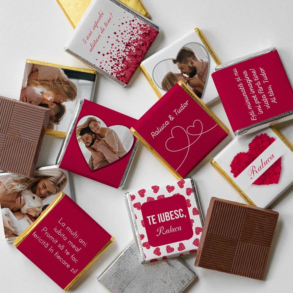 Set di 10 mini cioccolatini personalizzati - Ti amo!