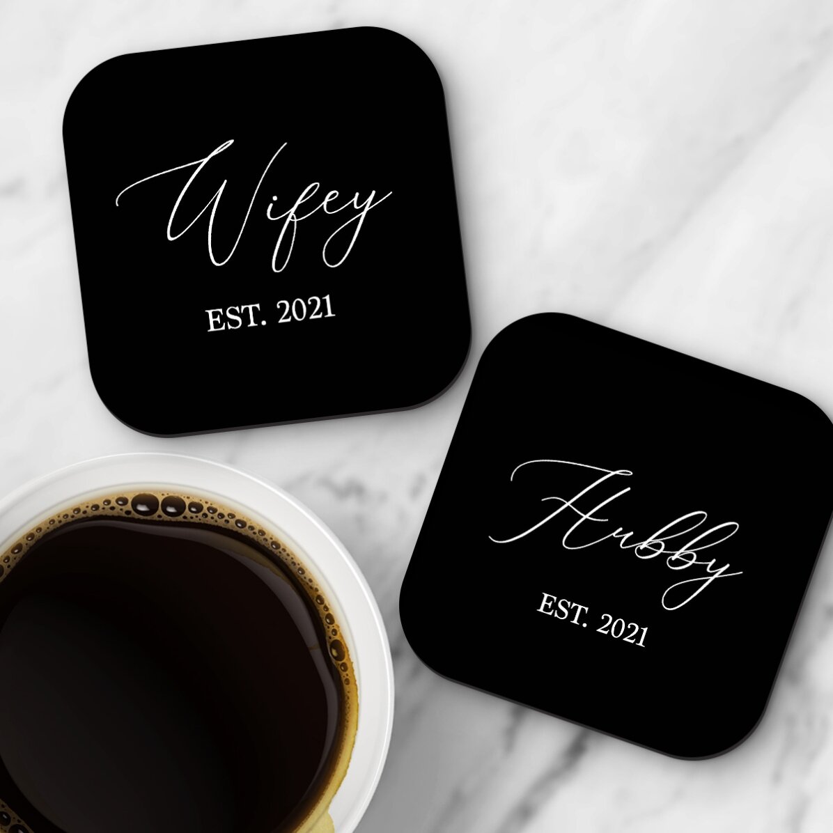 Set di 2 portabicchieri personalizzati con scritta - "Il suo" e "La sua"