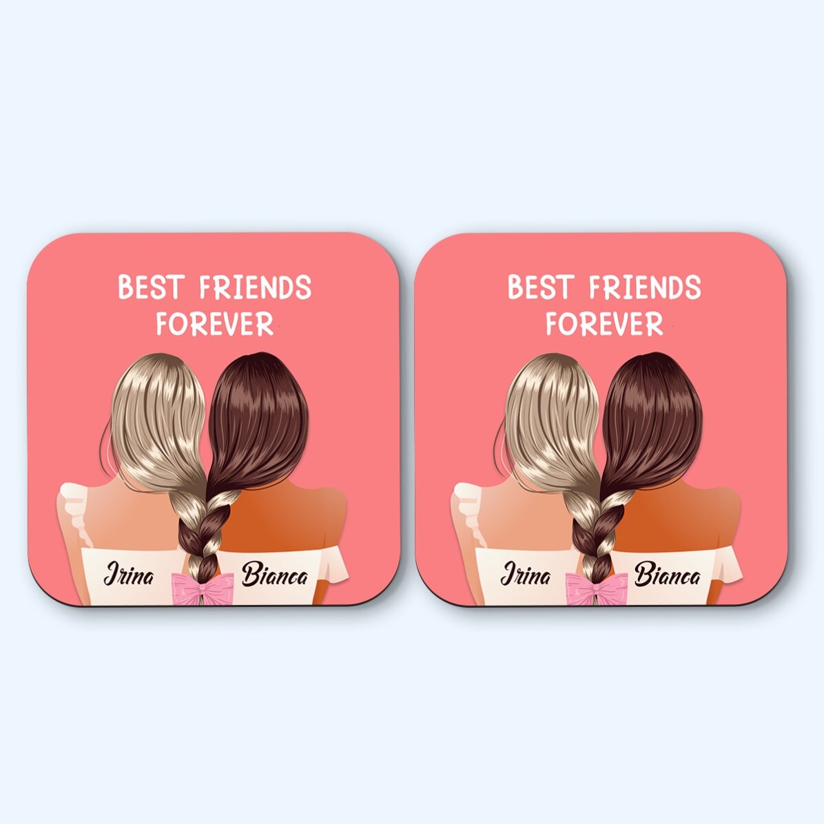 Set di 2 sottobicchieri personalizzati con scritta - Best friends