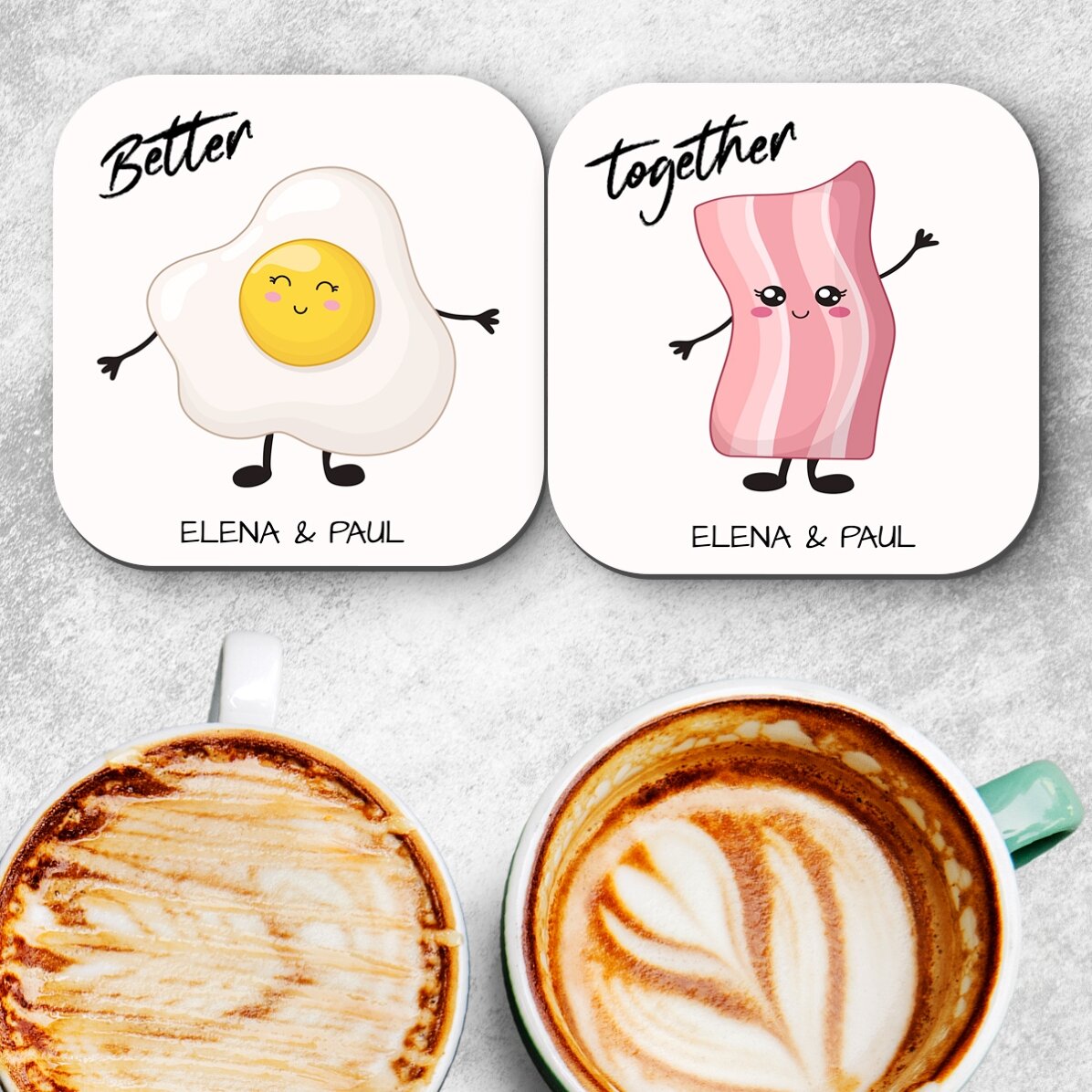 Set di 2 sottobicchieri personalizzati con scritta - Better Together
