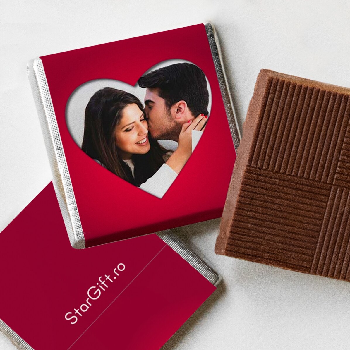 Set di 5 mini cioccolatini personalizzati con foto e testo - Love