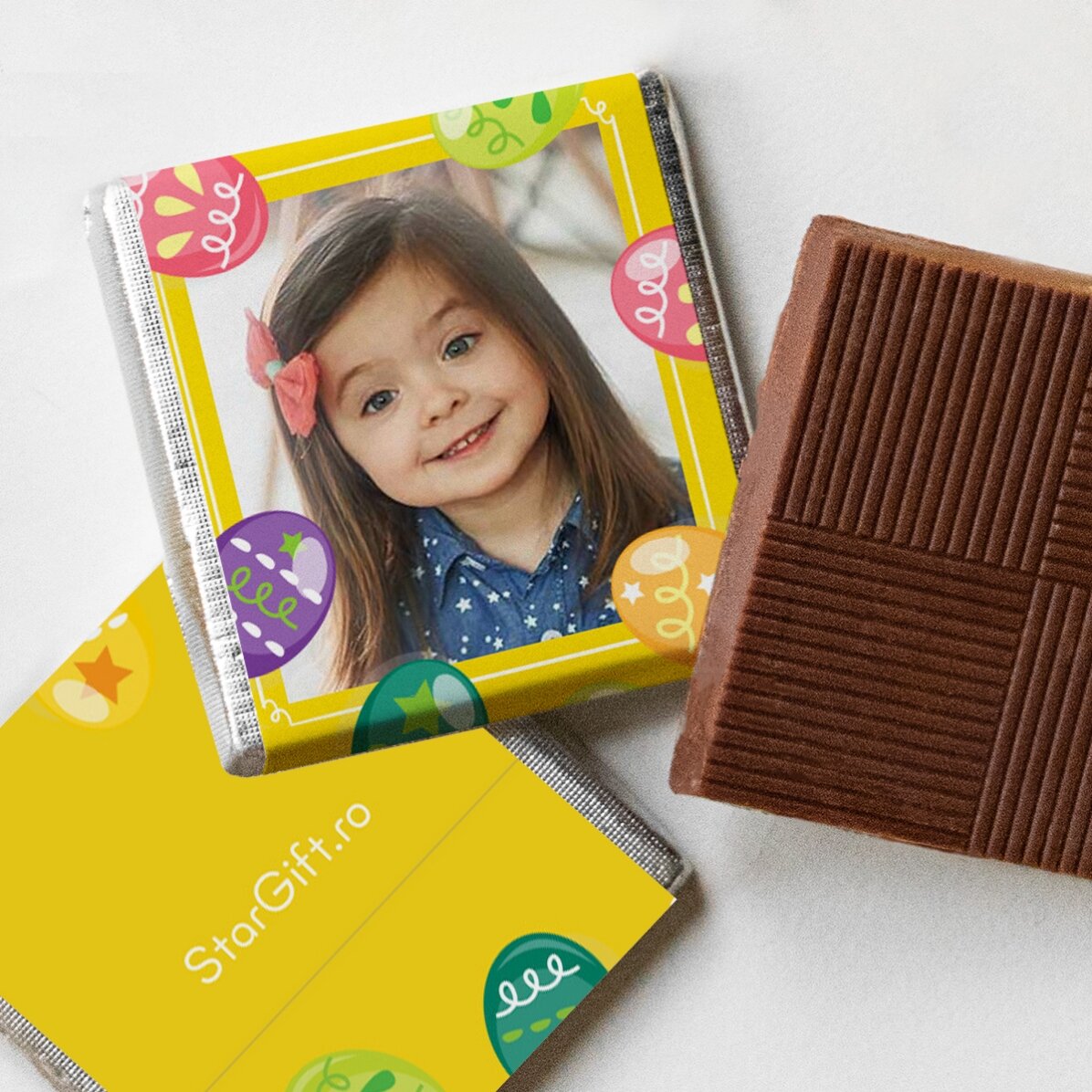 Set di 5 mini cioccolatini personalizzati con foto e testo - Pasqua