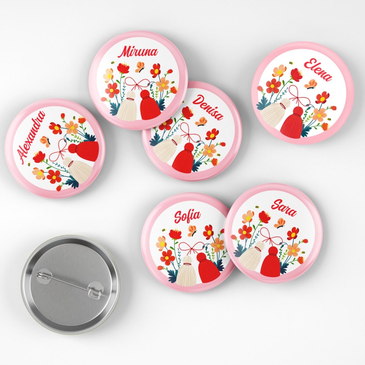 Set di 6 distintivi personalizzati con nome