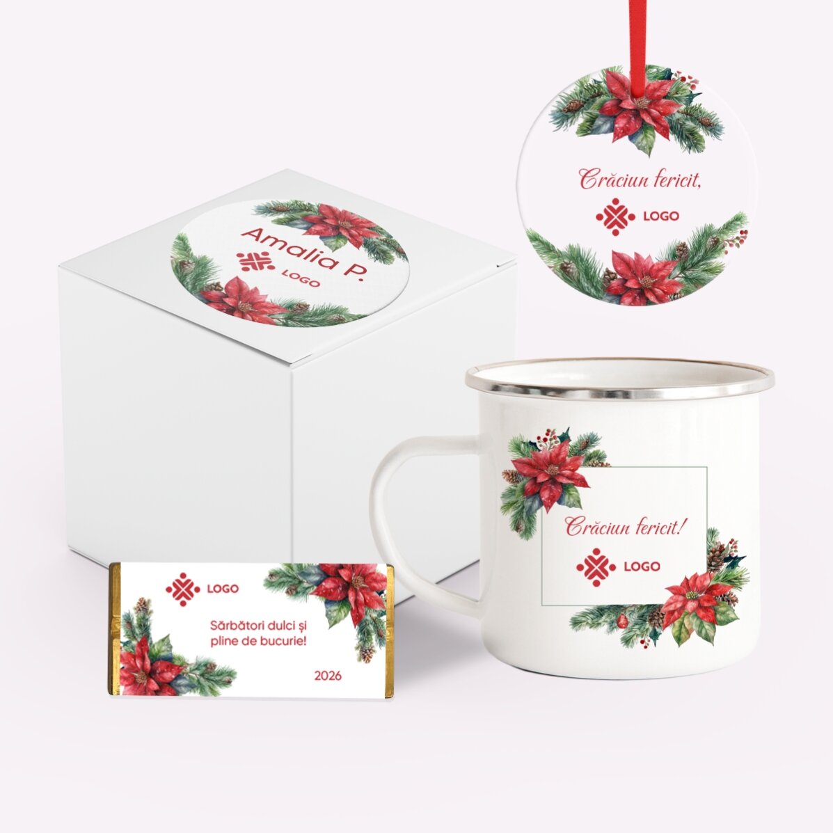 Set regalo di Natale personalizzato con logo e messaggio - Natale