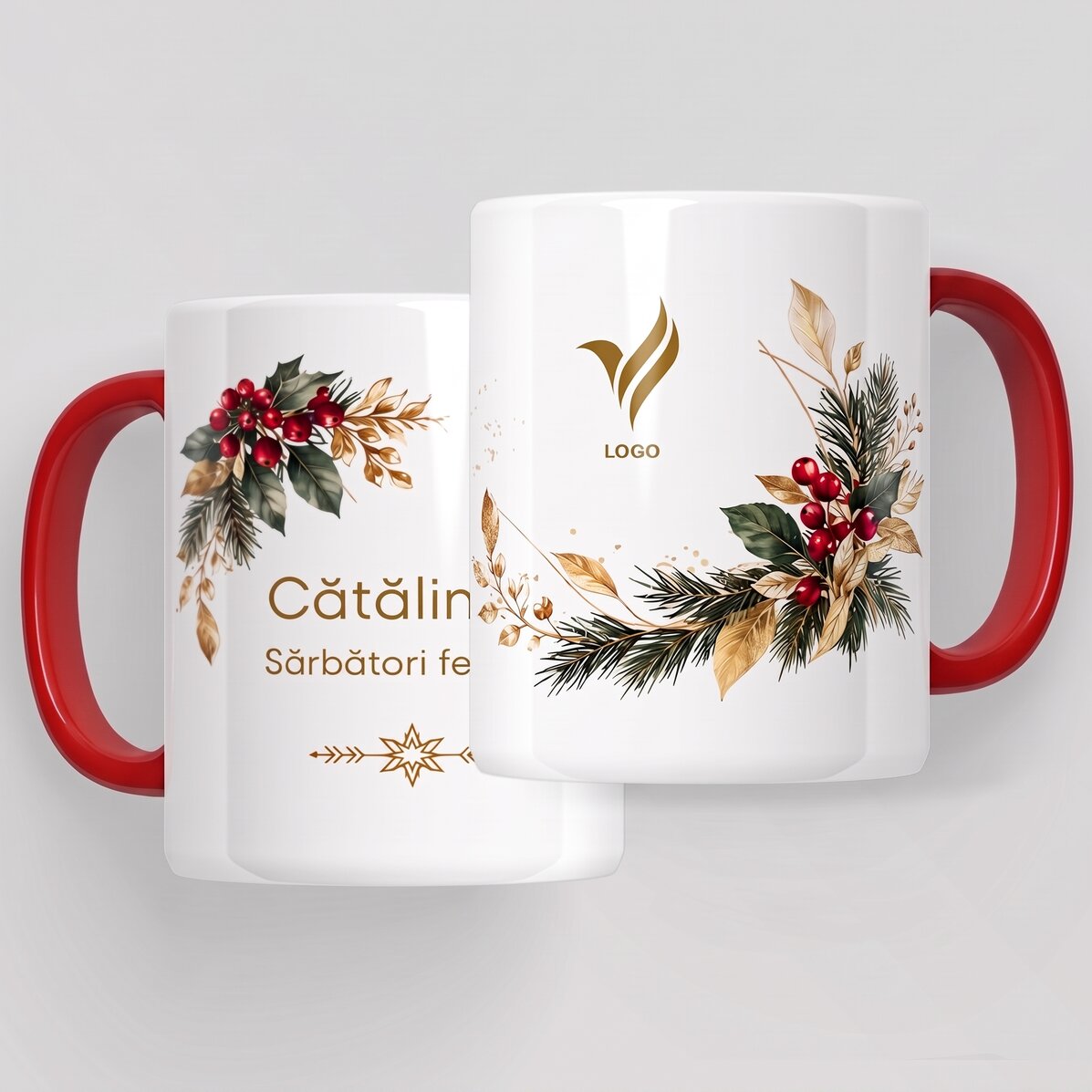 Set regalo di Natale personalizzato con logo e testo - Festivo