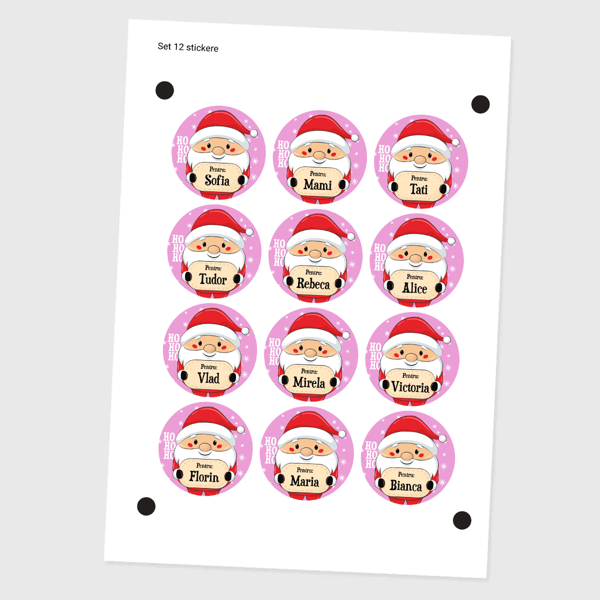 Set di 12 adesivi (etichette autoadesive) personalizzati con un messaggio - Da Babbo Natale