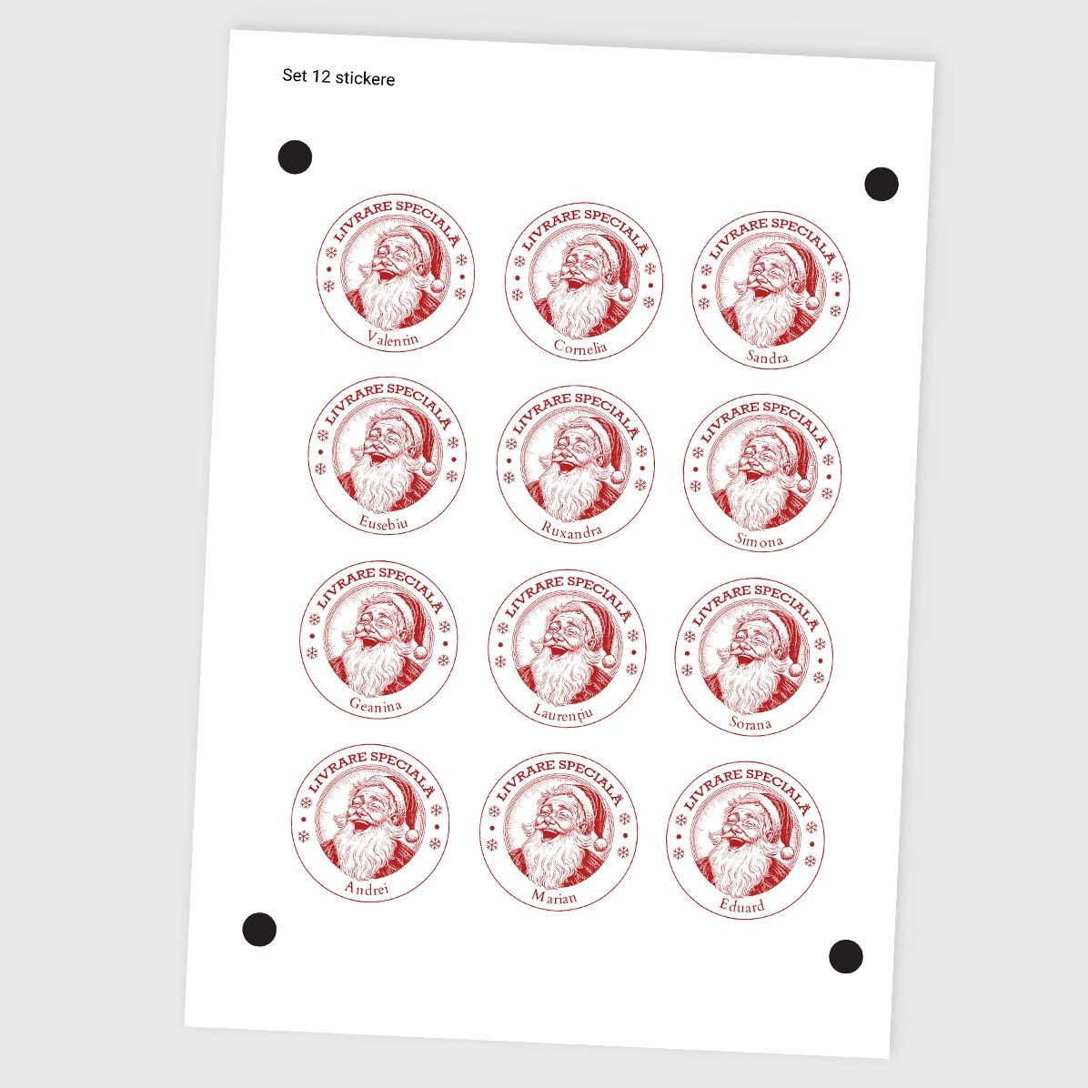 Set di 12 adesivi (etichette autoadesive) personalizzati con nome - Consegna speciale