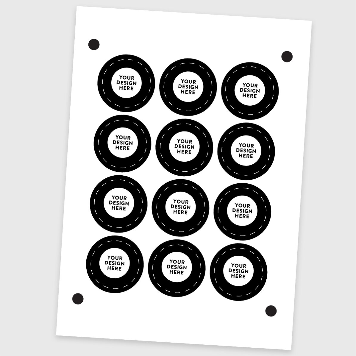 Set di 12 adesivi (etichette autoadesive) rotondi, diametro 5 cm, personalizzati con la tua grafica