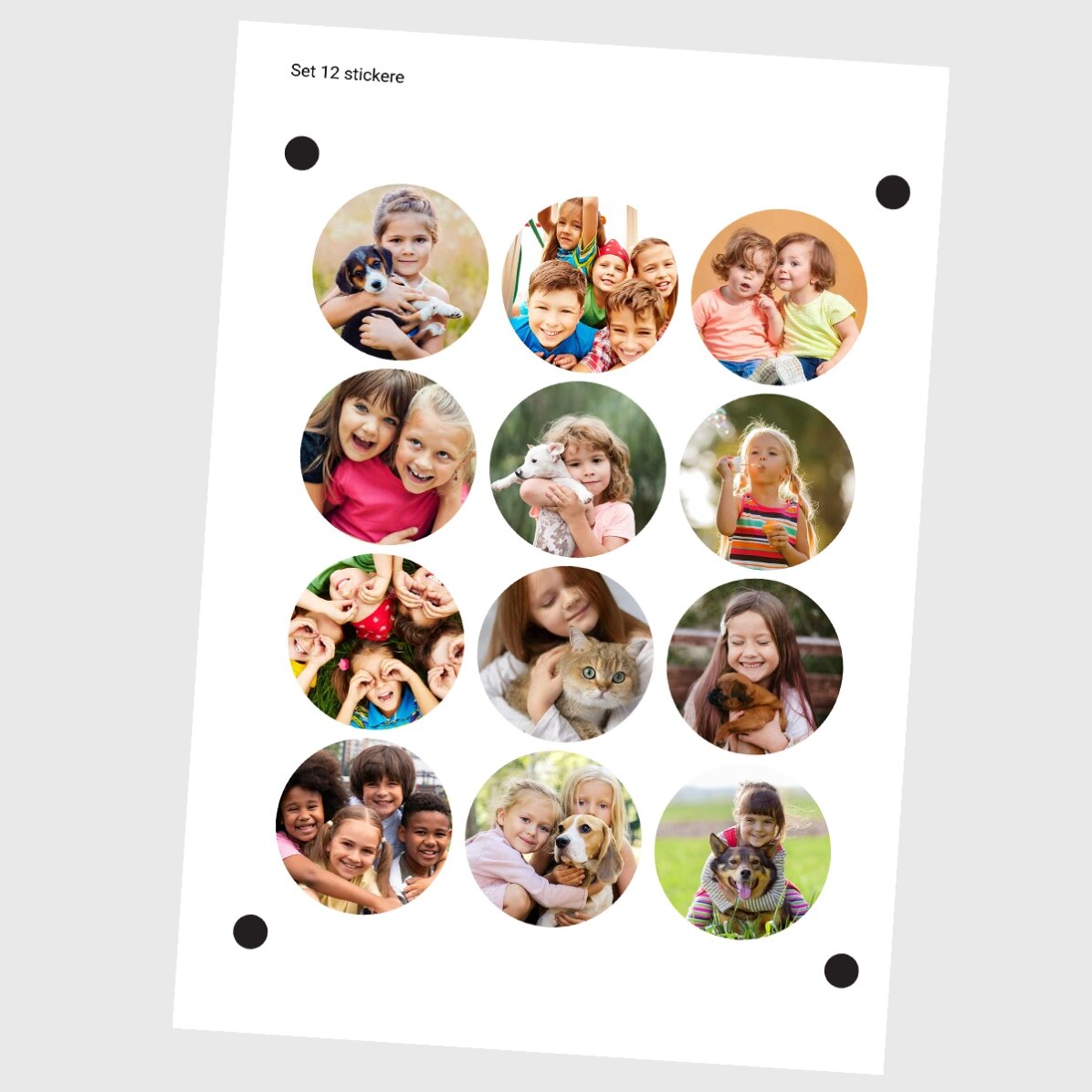 Set di 12 adesivi rotondi personalizzati con foto