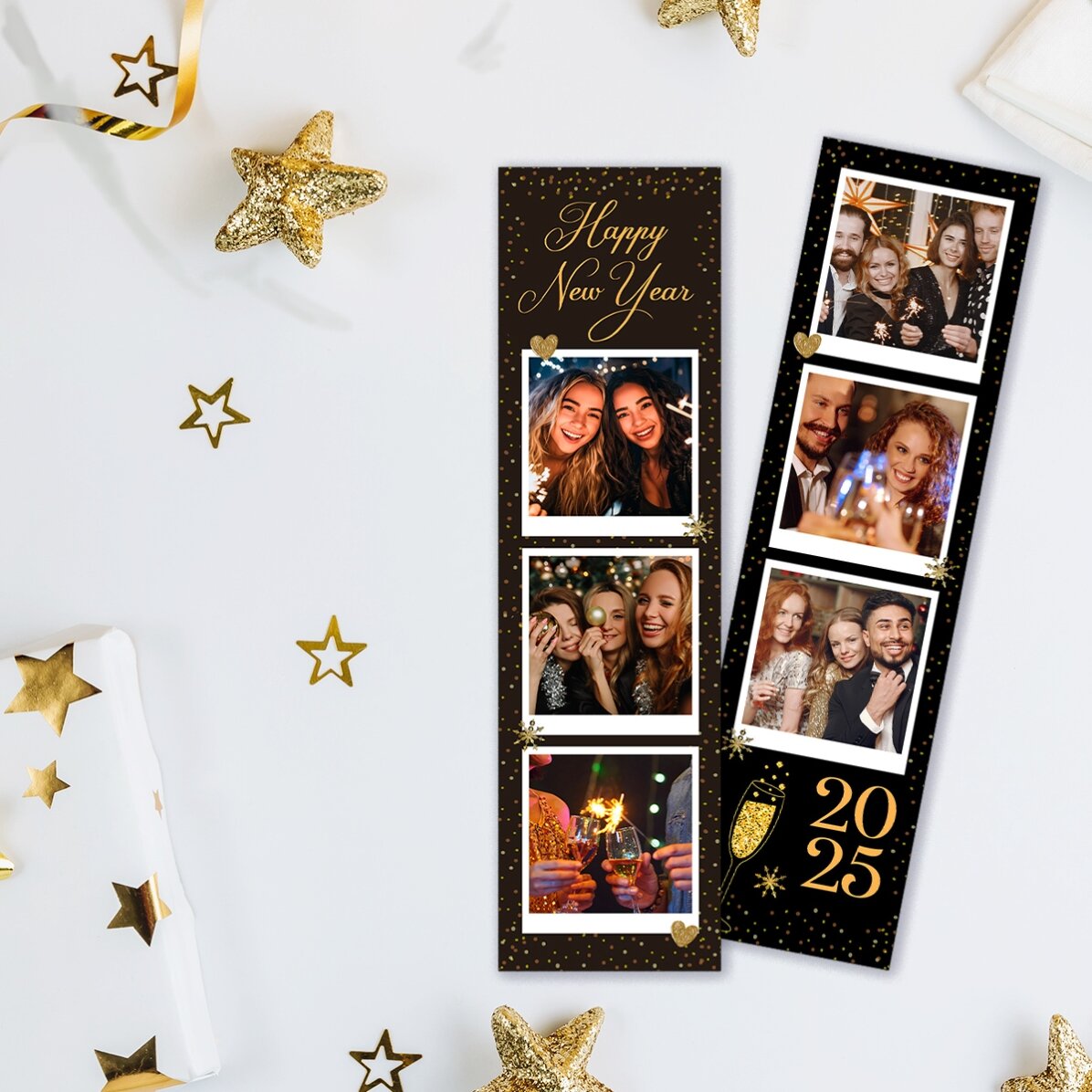 Set di 2 magneti personalizzati con foto e testo - Buon anno nuovo