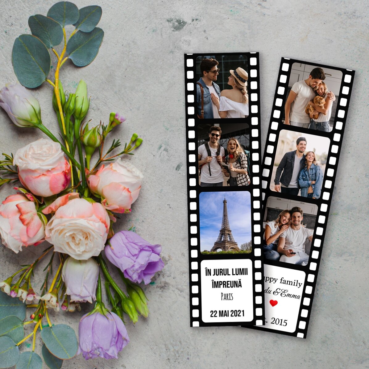 Set di 2 magneti personalizzati con foto e testo - Momenti speciali