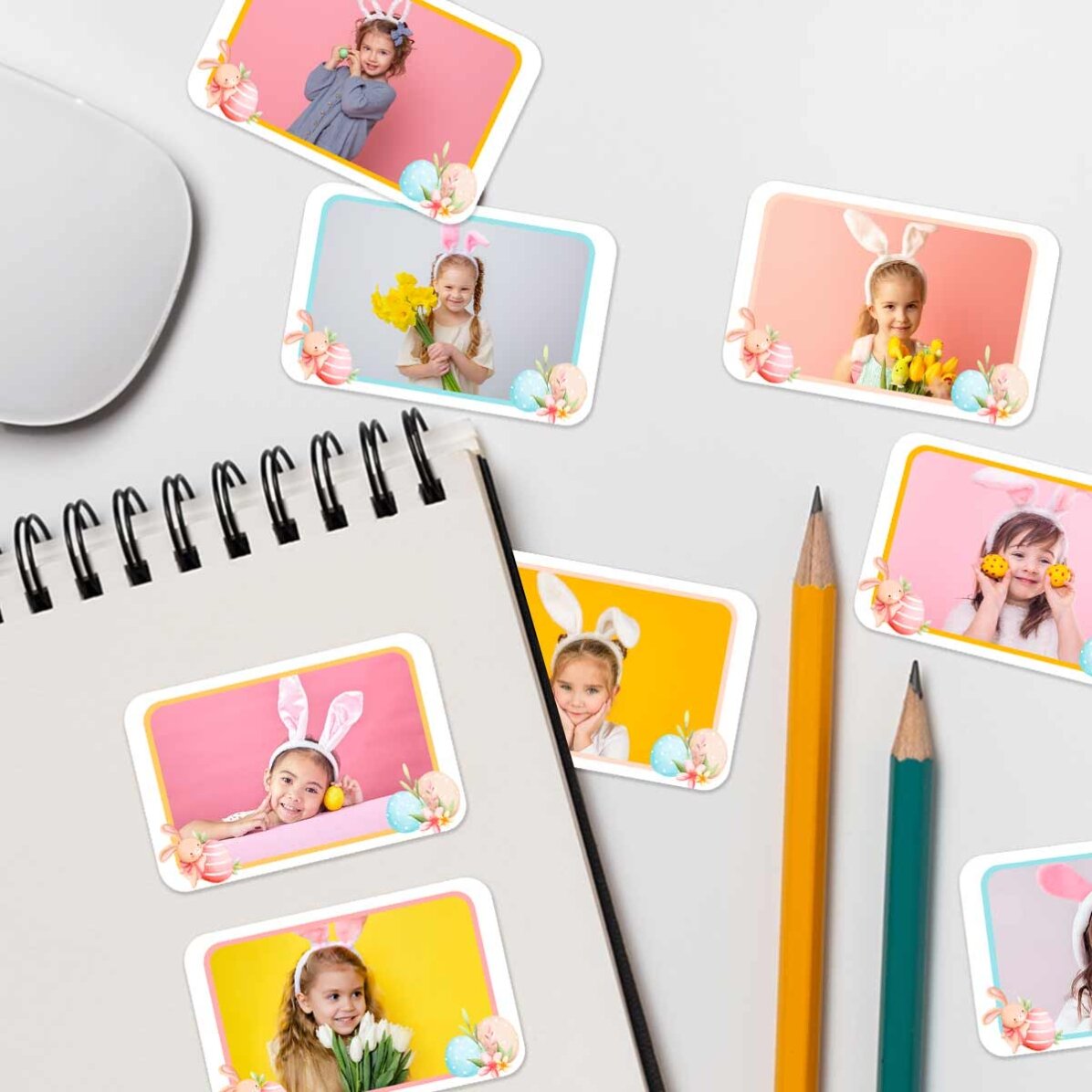 Set di 8 adesivi (etichette autoadesive) personalizzati con foto - Pasqua