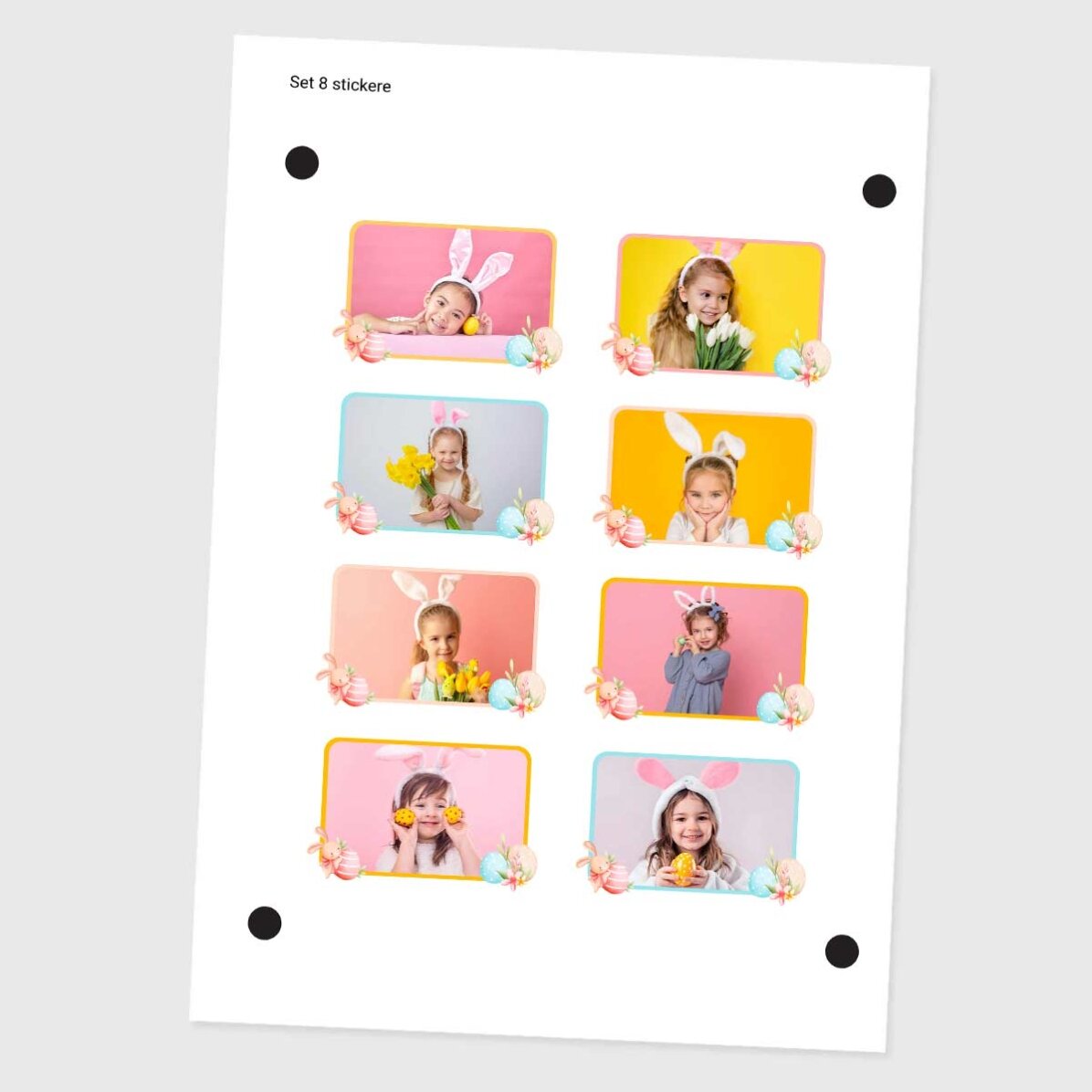 Set di 8 adesivi (etichette autoadesive) personalizzati con foto - Pasqua