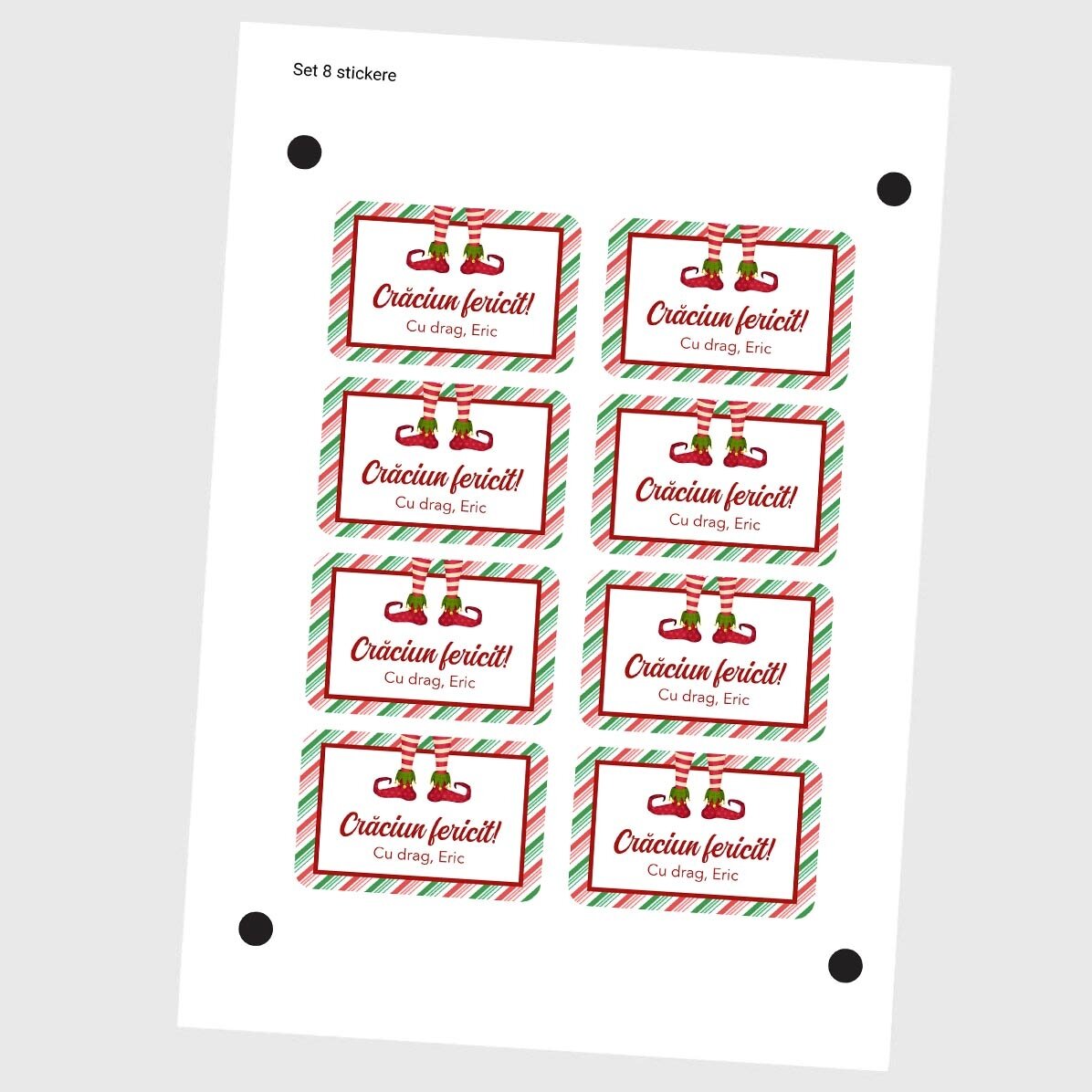 Set di 8 adesivi (etichette autoadesive) personalizzati - Elf