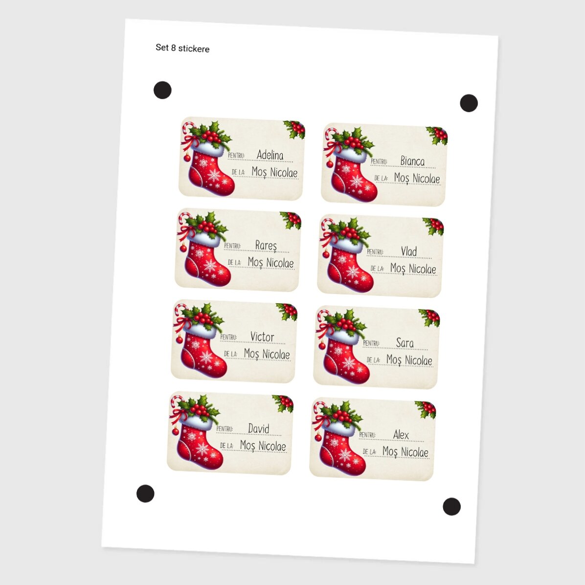 Set di 8 adesivi (etichette autoadesive) personalizzati - Con affetto, Babbo Natale