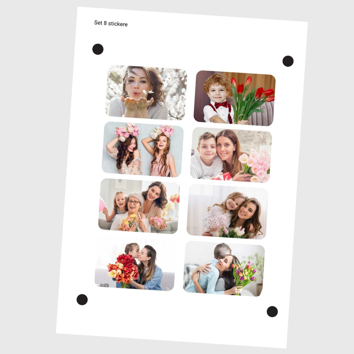 Set di 8 adesivi (etichette autoadesive) personalizzati con foto