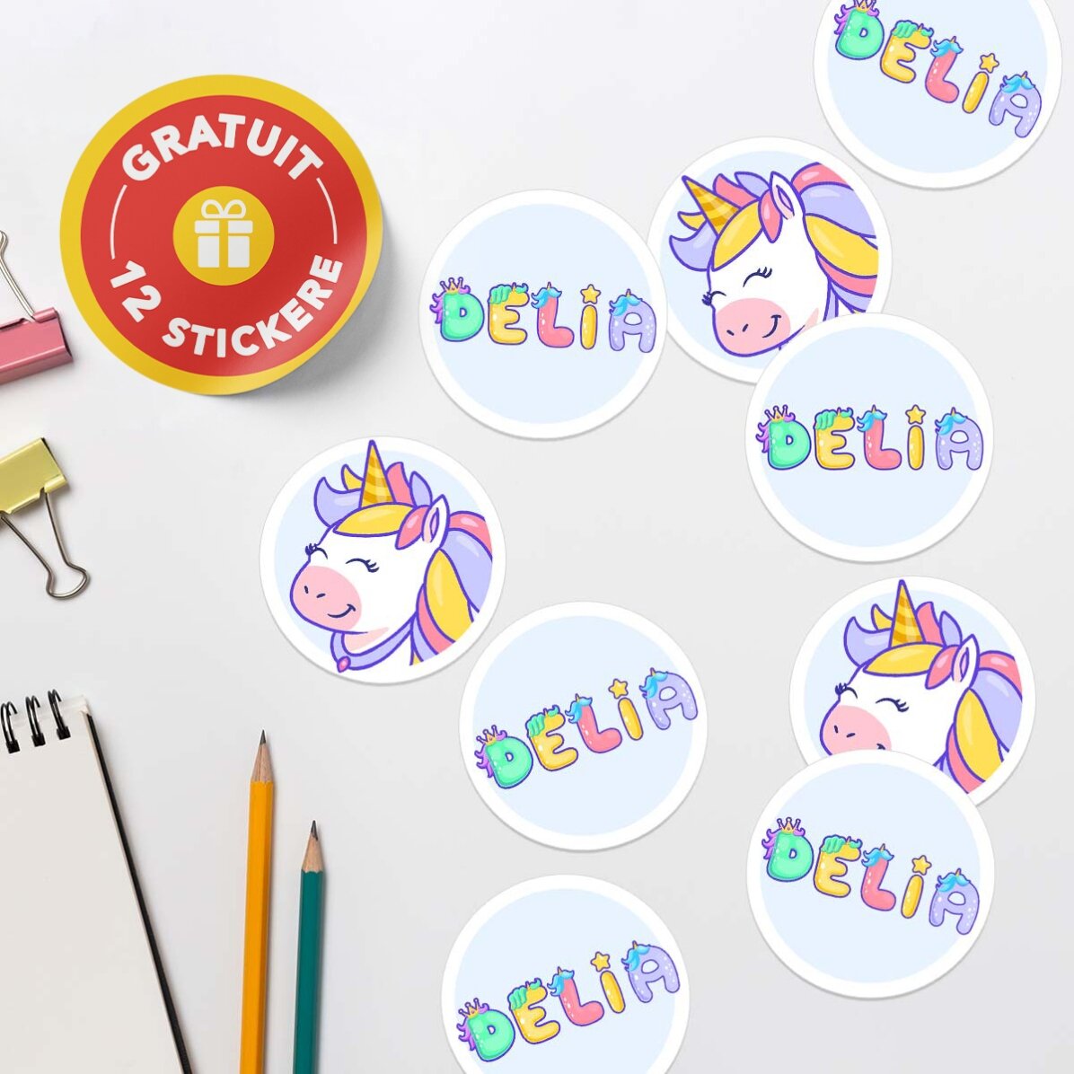 Set personalizzato per la scuola materna o elementare – Unicorno