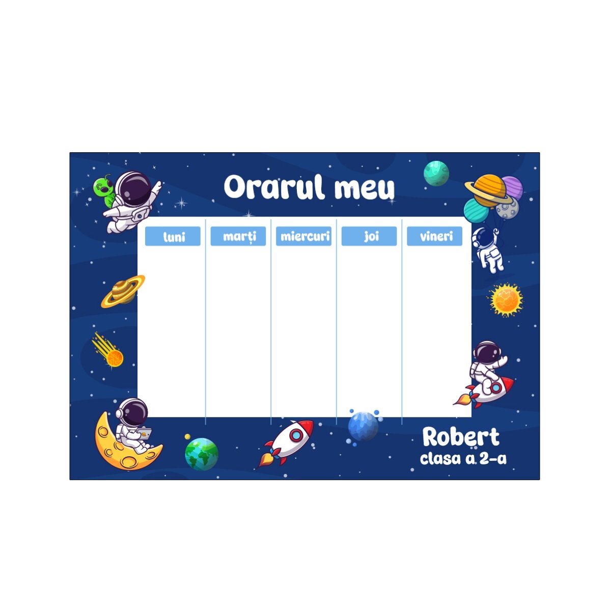 Set personalizzato per la scuola – Space explorer