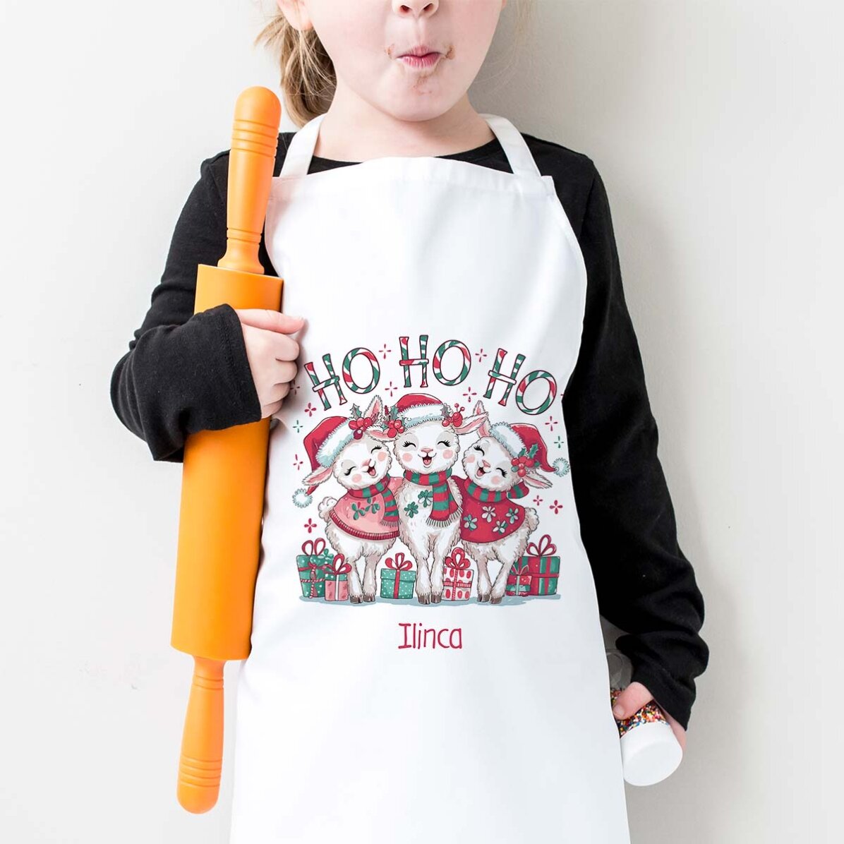 Grembiule per bambini personalizzato con la scritta - HO HO HO!