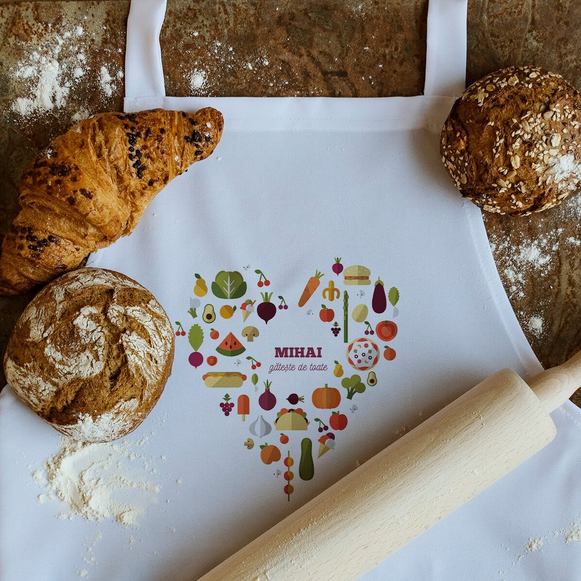 Set personalizzato con testo - modello "heart food"