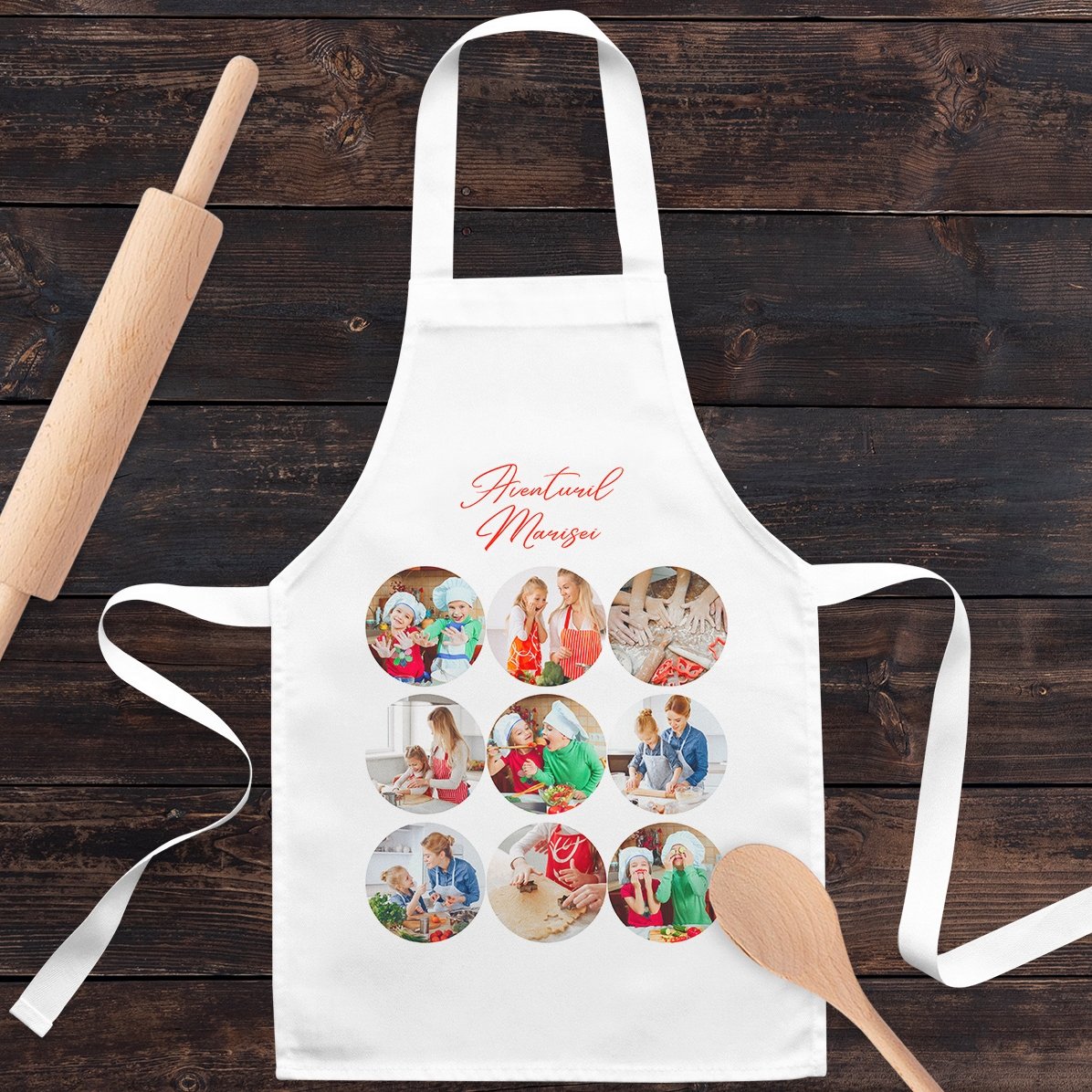 T-shirt personalizzata per bambini con 9 foto e testo - Avventure in cucina