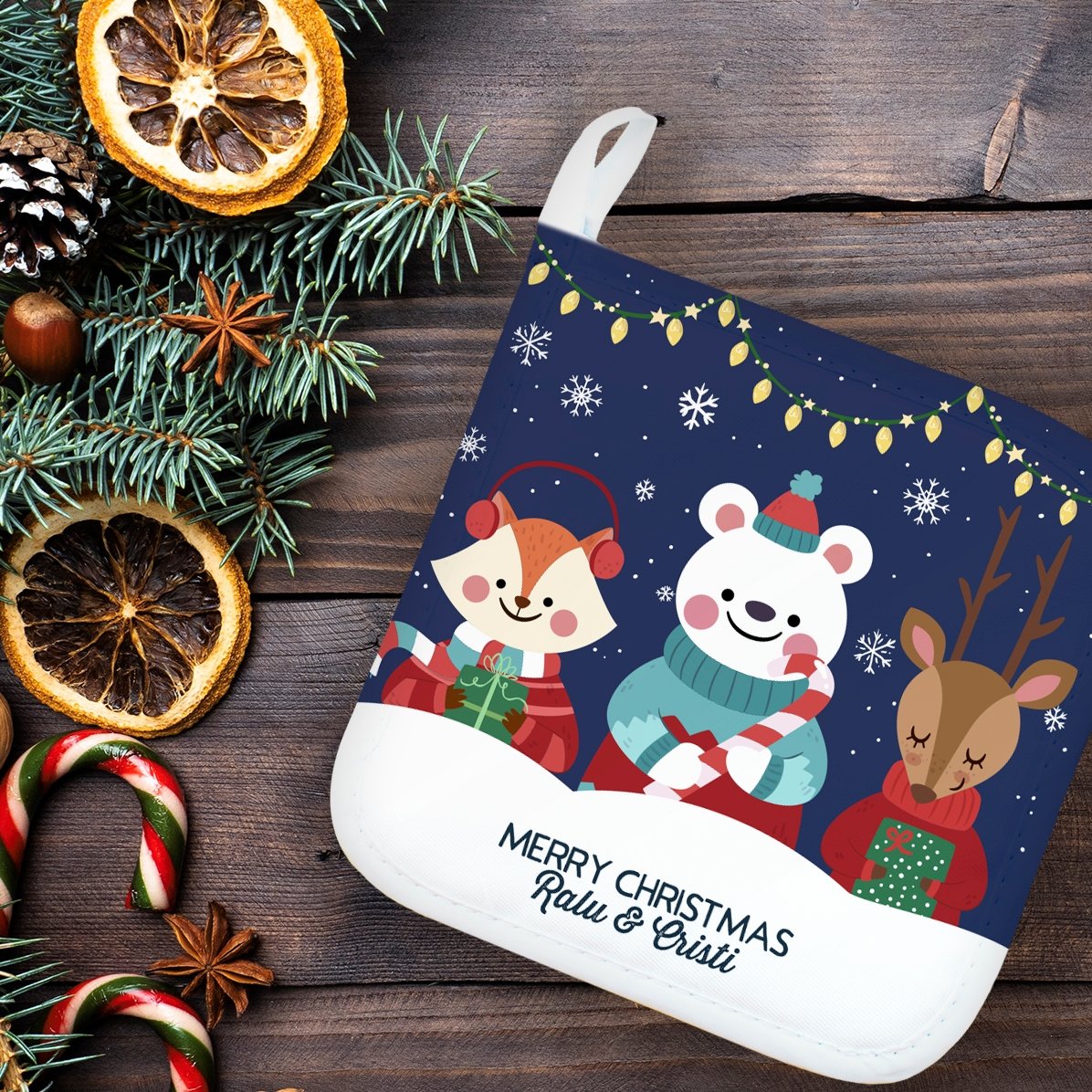 Supporto per pentola calda personalizzato con scritta - Christmas Night