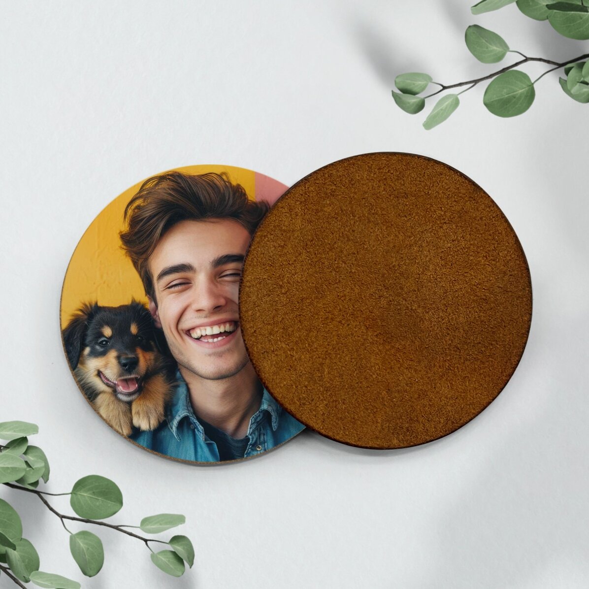 Sottobicchiere in pelle personalizzato a colori con foto