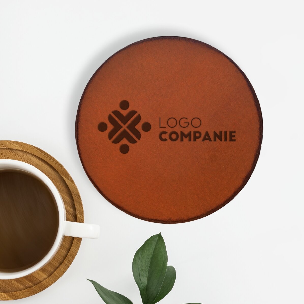 Sottobicchiere in pelle personalizzato con logo