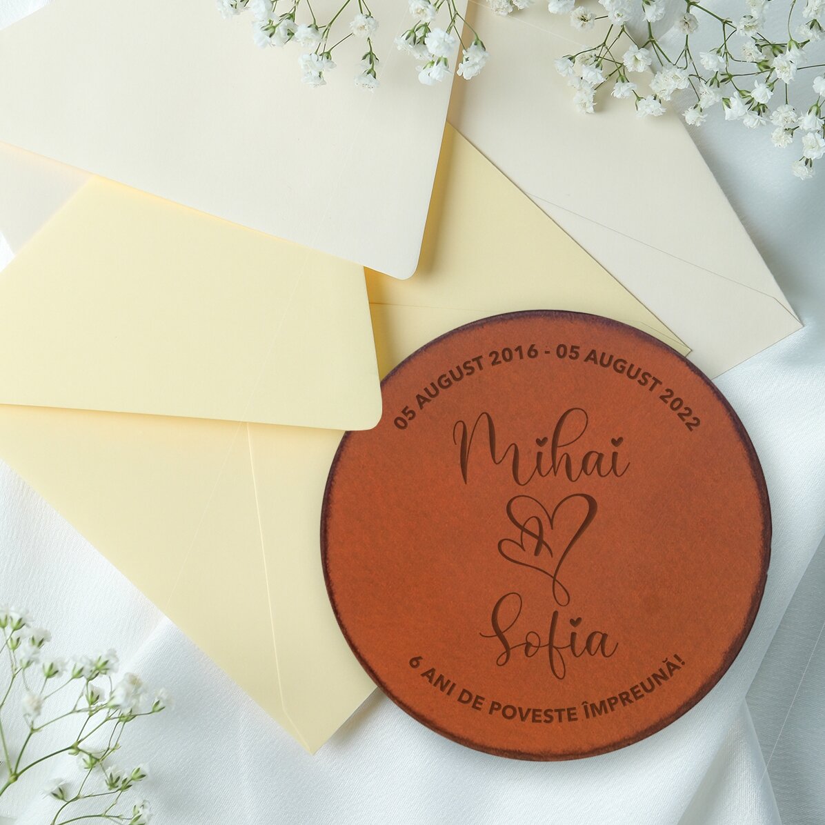 Sottobicchiere in pelle personalizzato con scritta - Noi due