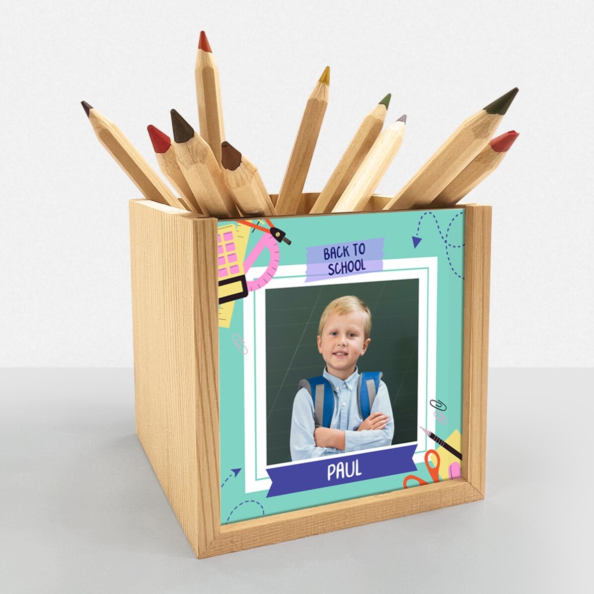 Portamatite personalizzato con foto e testo - Ritorno a scuola