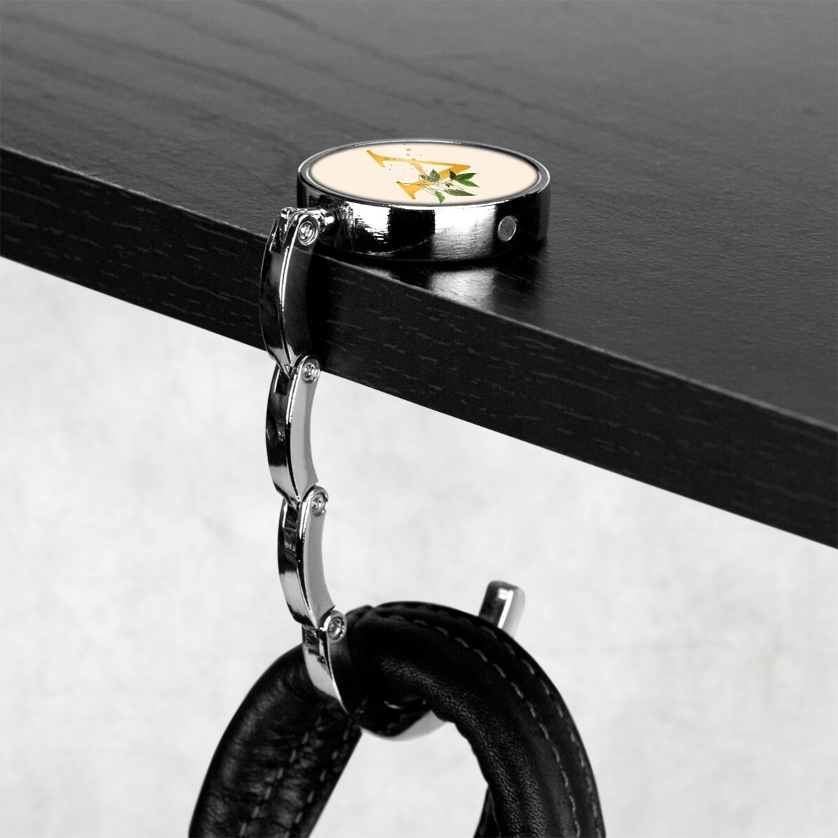 Portaborsa da tavola personalizzato con iniziale - Floral Gold