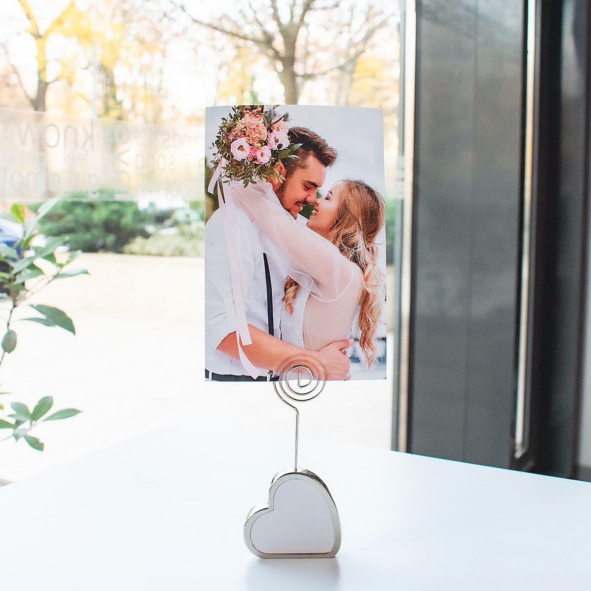 Supporto per messaggio personalizzato con due foto