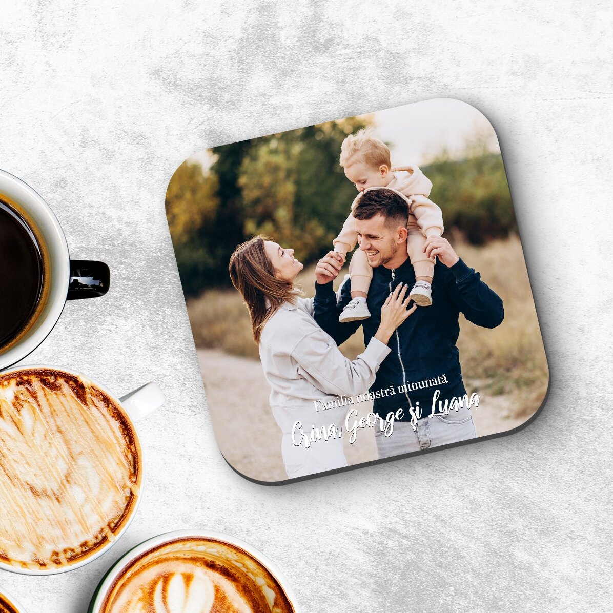 Sottobicchiere personalizzato con foto e testo - La nostra famiglia
