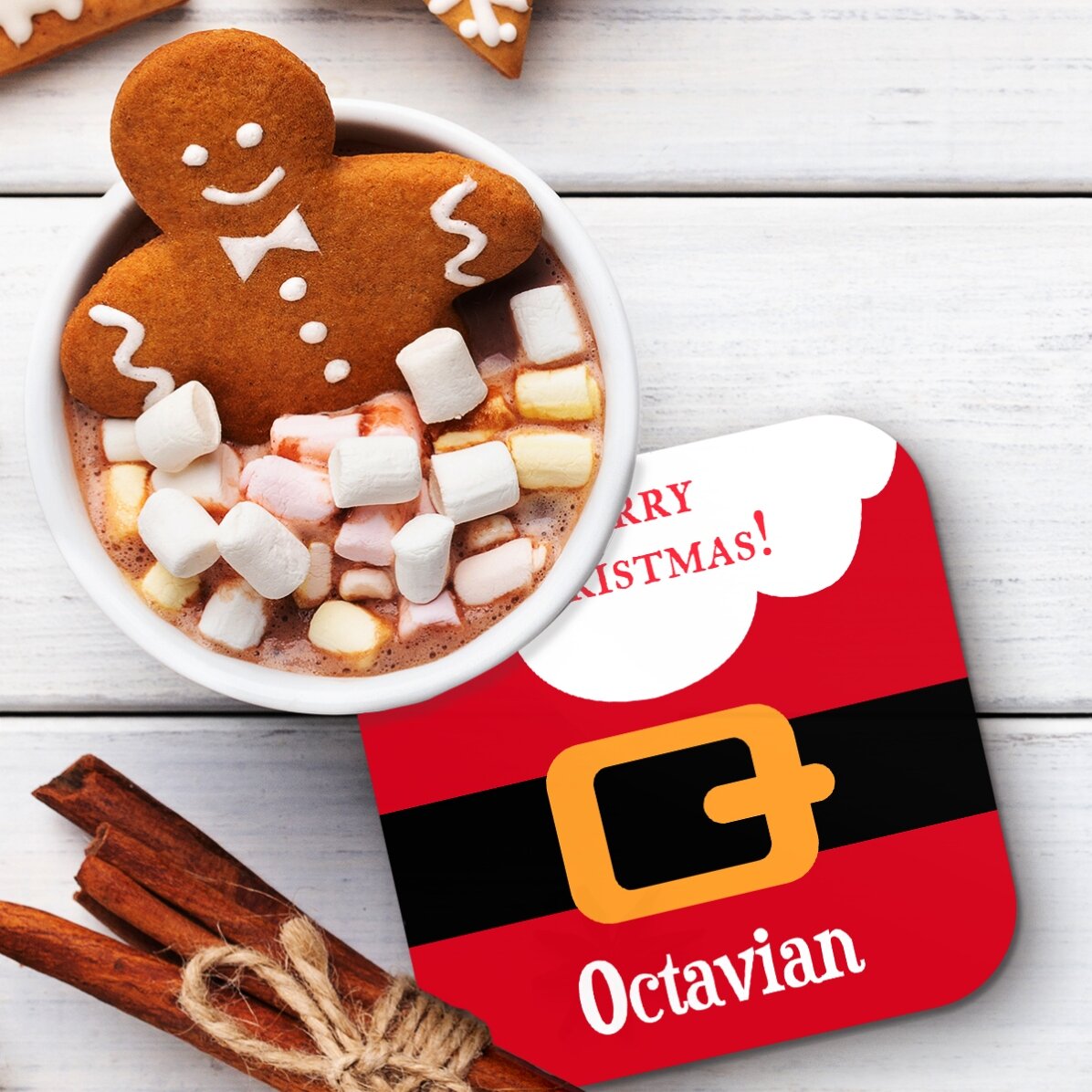 Portabicchieri personalizzato con la scritta "Ho, ho, ho"