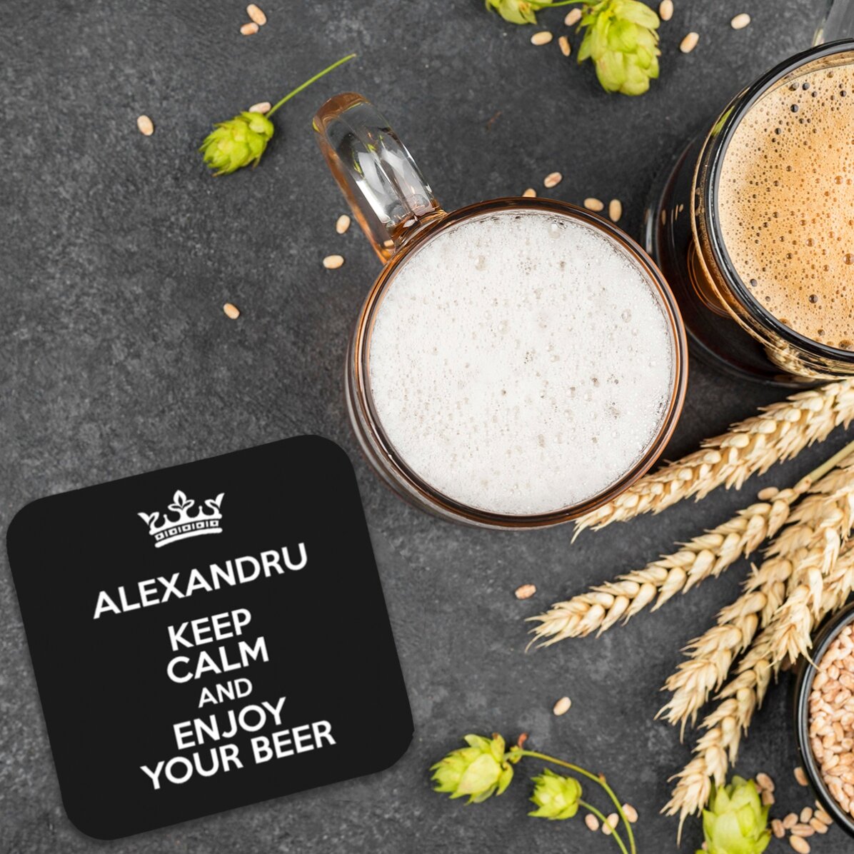 Sottobicchiere personalizzato con scritta - Keep Calm Black
