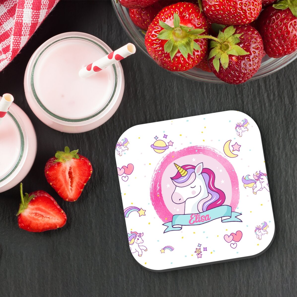 Sottobicchiere personalizzato con scritta per bambine
