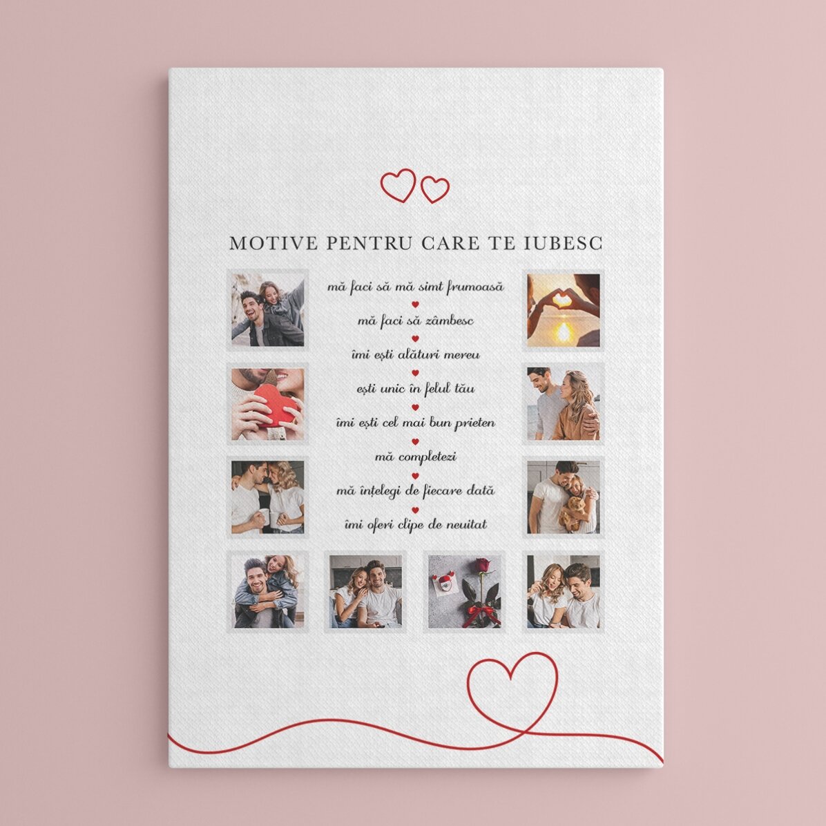 Quadro con 10 foto e testo - Motivi per cui ti amo