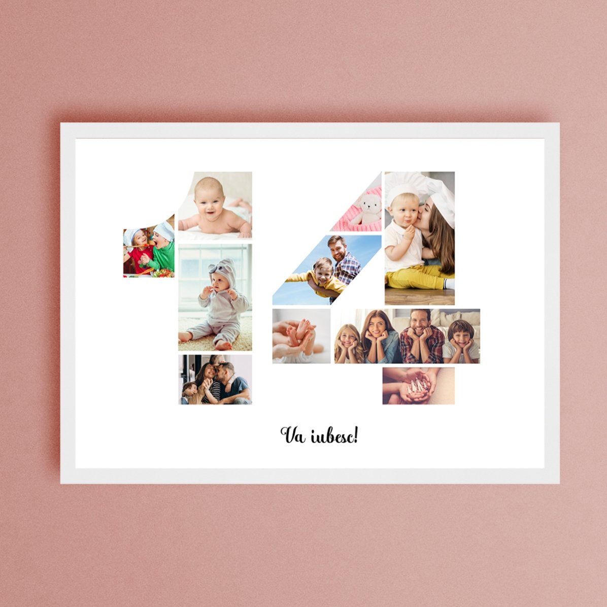 Quadro paesaggistico personalizzato con 10 foto, modello n. 14 e messaggio di testo