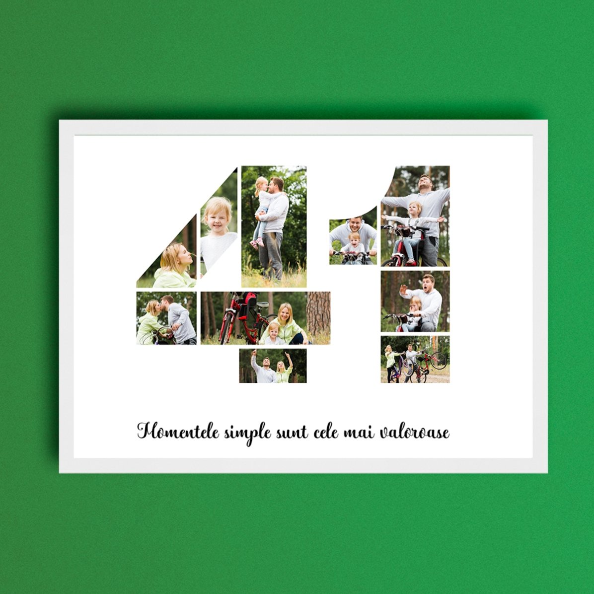 Quadro paesaggistico personalizzato con 10 foto, modello n. 41 e messaggio di testo