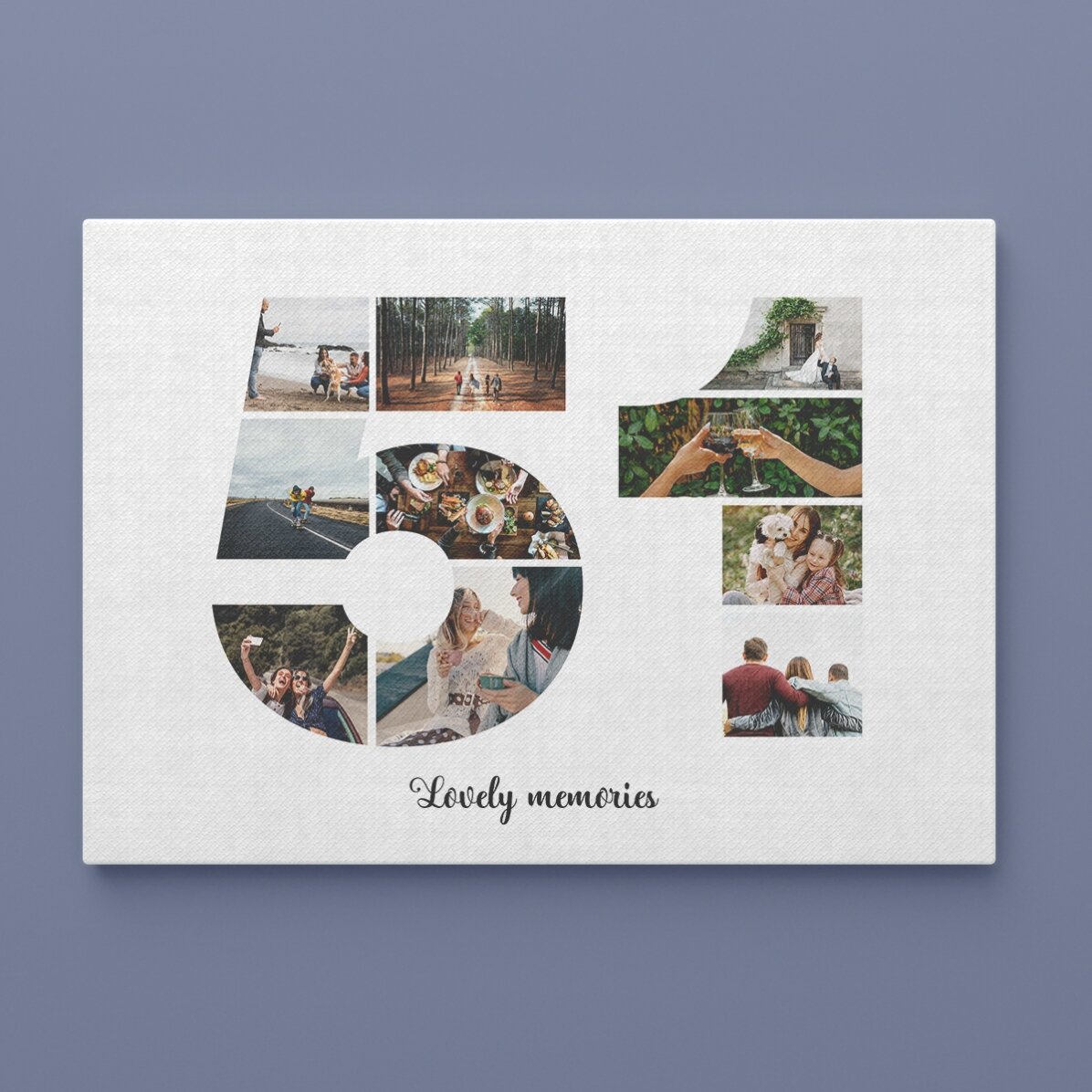 Quadro personalizzato con 10 foto, modello n. 51 e messaggio di testo