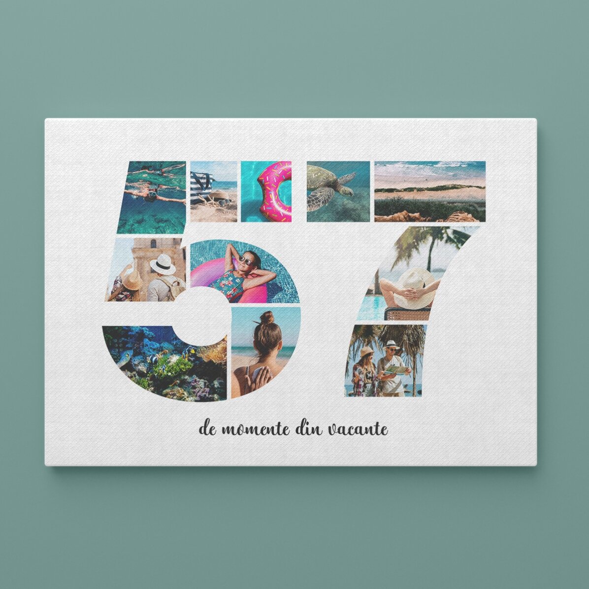 Quadro paesaggistico personalizzato con 11 foto, modello n. 57 e messaggio di testo
